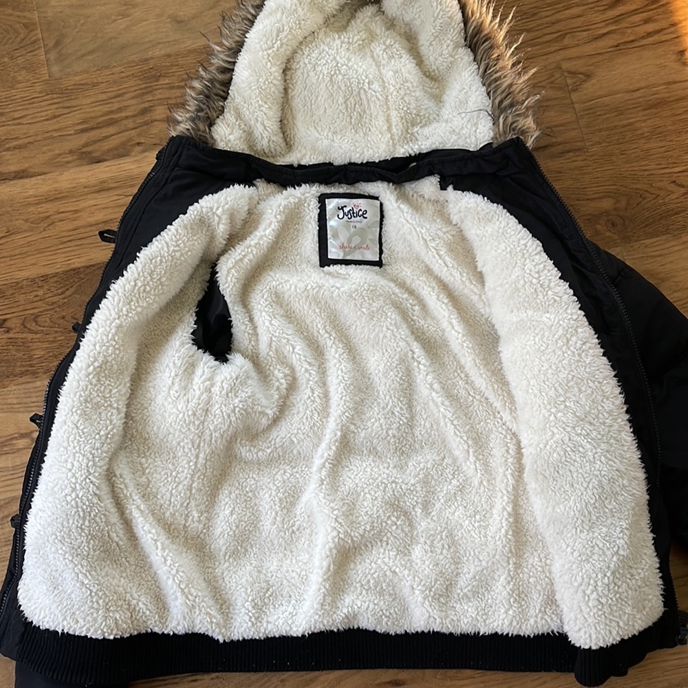 Girls Justice Fleece Winter Jacket - Picture 2 of 3